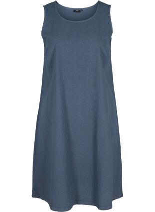 Mouwloze katoenen jurk met a-lijn, Vintage Indigo, Packshot image number 0