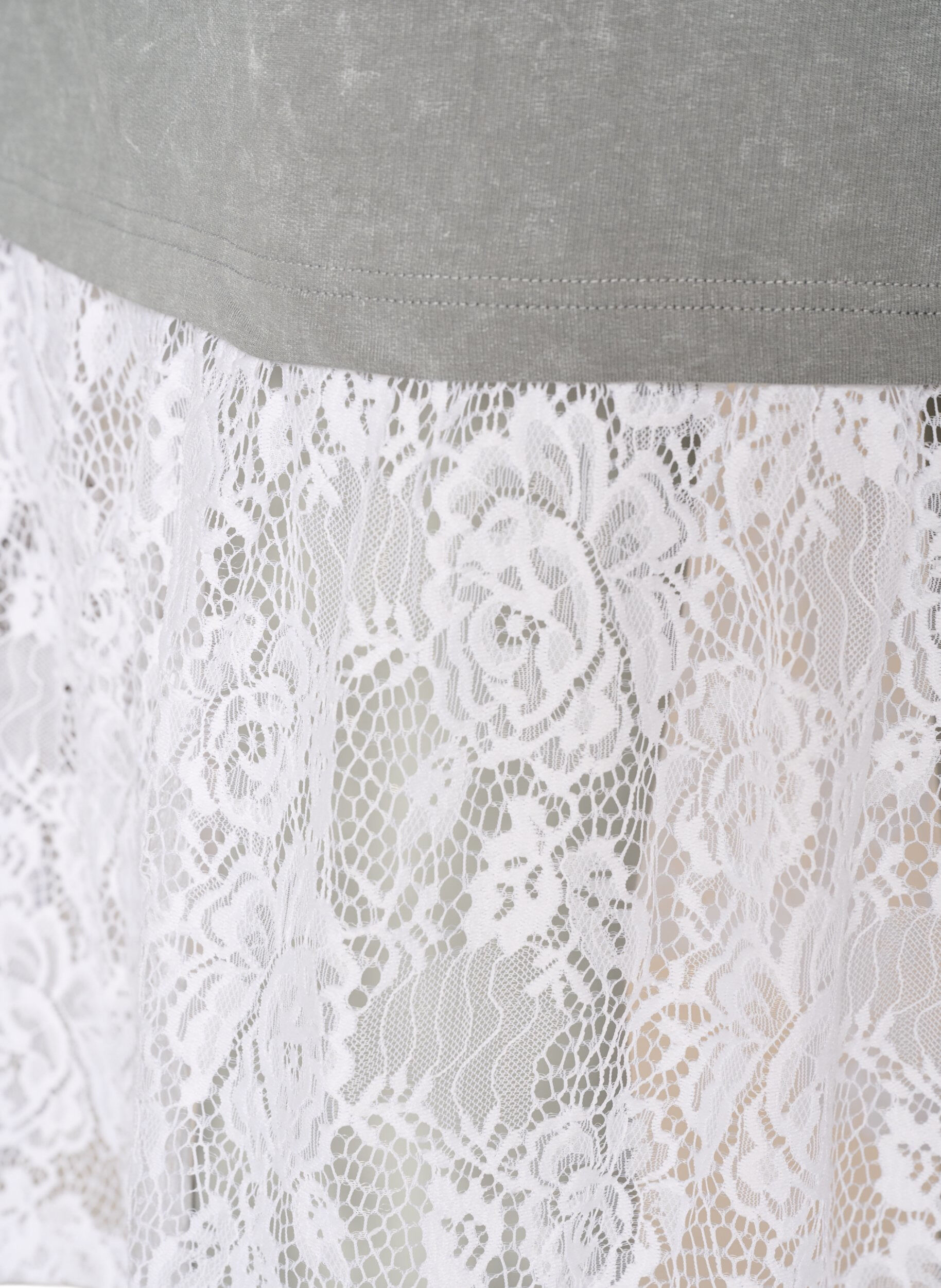 ZizziLosse T-shirt jurk met kanten afwerking, Grijs, Packshot image number 3
