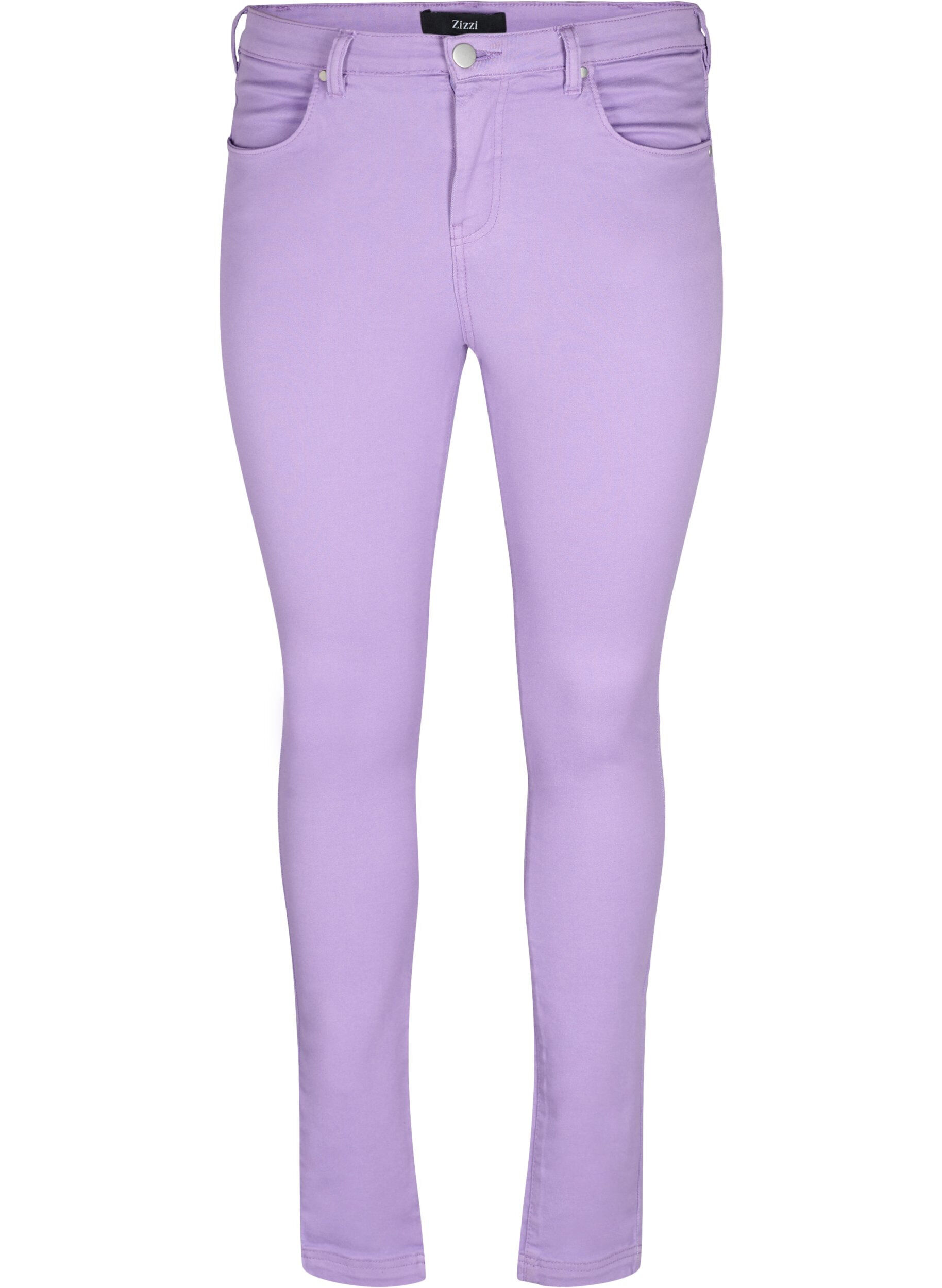 ZizziAmy jeans met hoge taille en super slanke pasvorm, Chalk Violet, Packshot image number 0