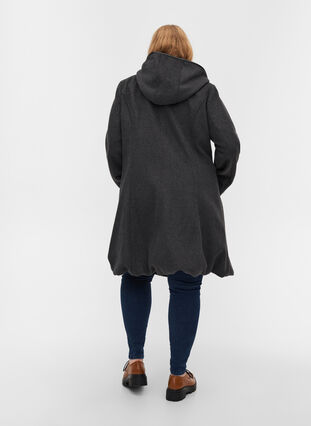 Veste à capuche avec laine, Dark Grey Melange, Model image number 1