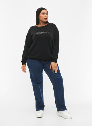 Sweatshirt met tekstprint, Black, Model image number 2