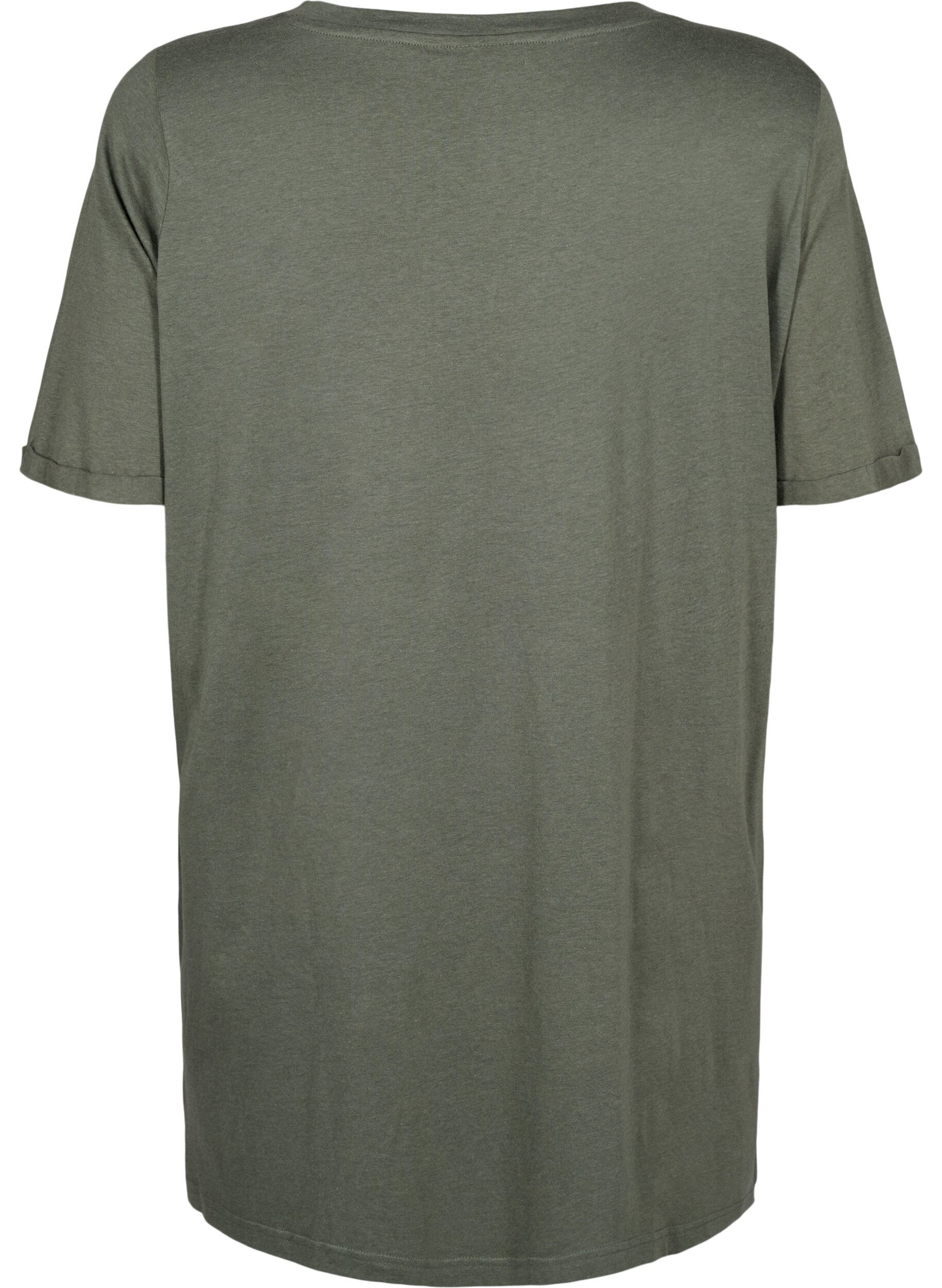 ZizziEffen kleur oversized v-hals t-shirt, Groen, Packshot image number 1