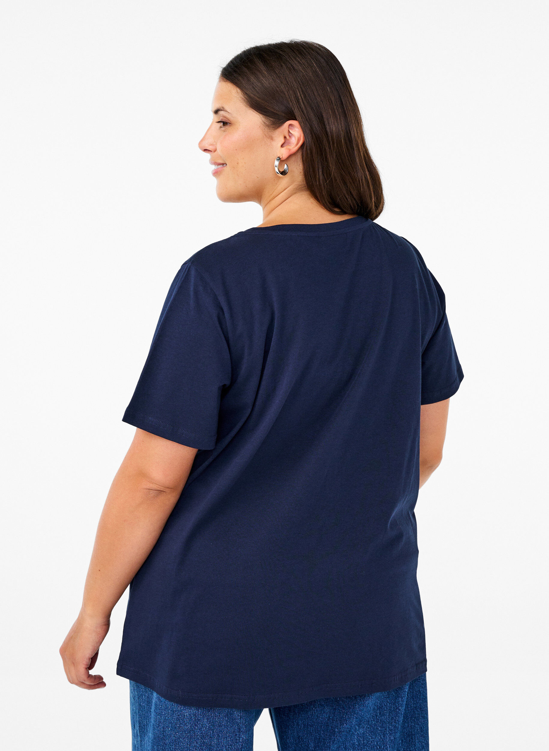 Zizzi T-shirts de No&euml;l en 100 % coton, Navy B. w. LetItSnow, Model image number 1