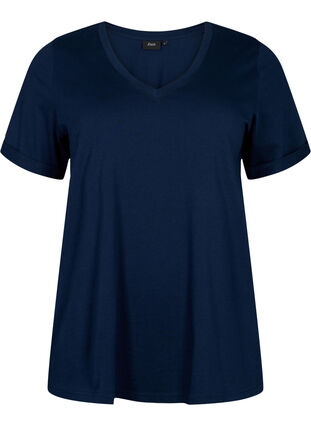 T-shirt en coton à encolure en V, Navy Blazer, Packshot image number 0