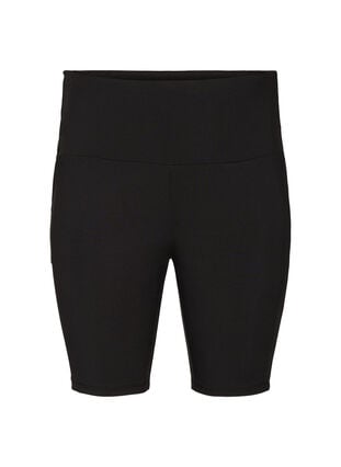 Aansluitende korte broek met hoge taille en zakken, Black, Packshot image number 0