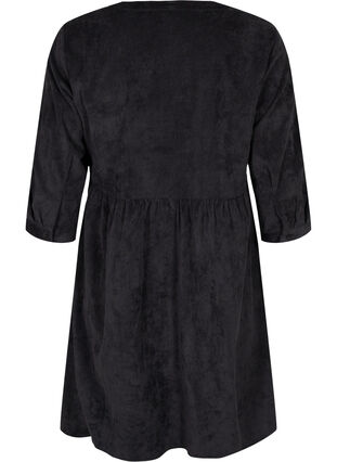 Robe en velours avec manches 3/4 et boutons, Black, Packshot image number 1