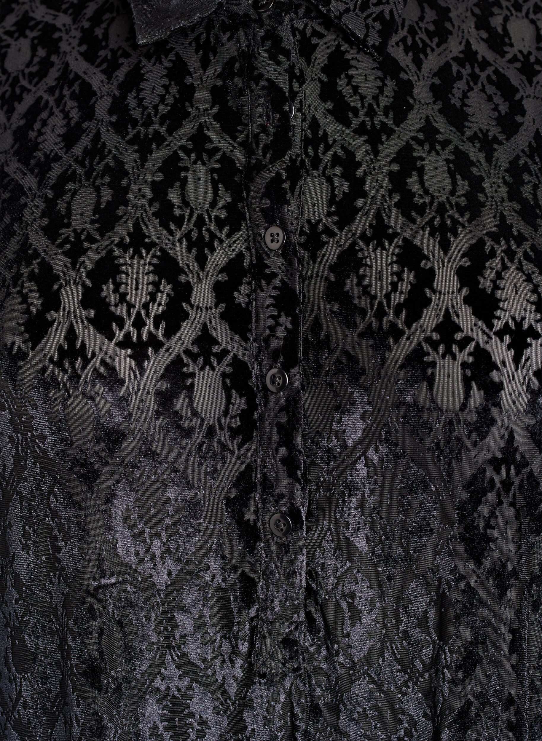 ZizziKorte jurk met velours patroon, Zwart, Packshot image number 2