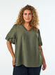 Blouse met ballonnenmouwen en V-hals, Groen, Model image number 0