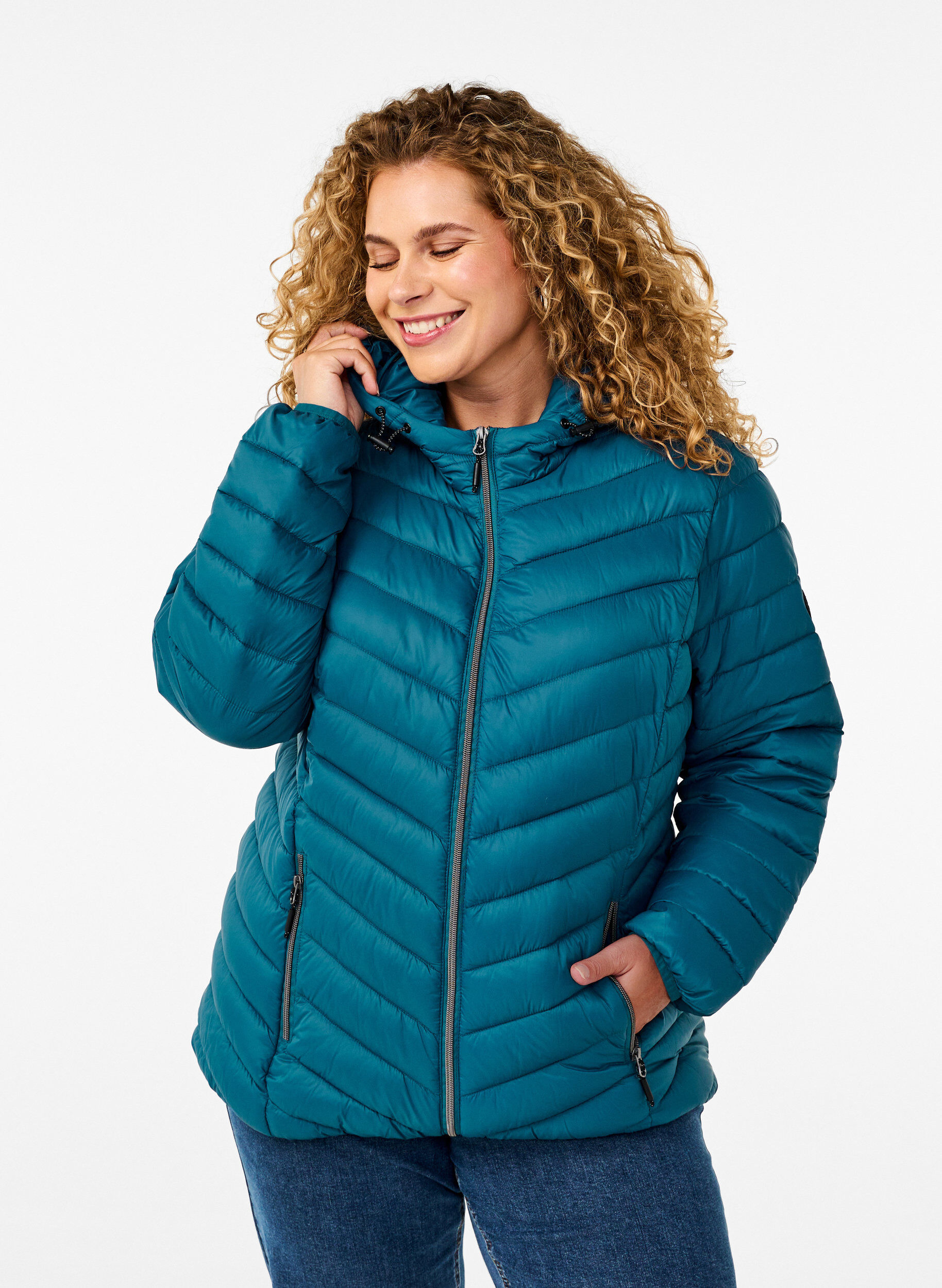 ZizziLichtgewicht jas met capuchon, Blauw, Model image number 0
