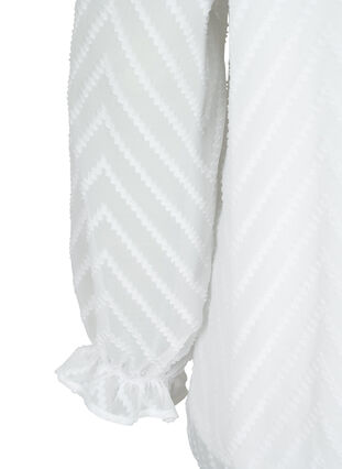 Blouse à manches longues avec détails en ruban, Bright White, Packshot image number 3
