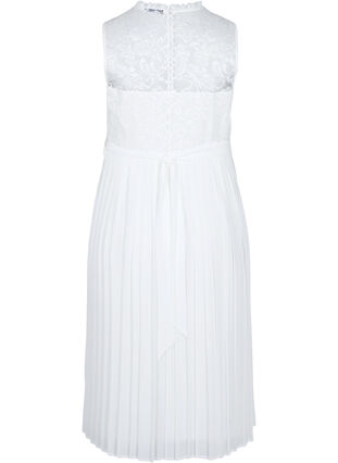 Mouwloze jurk met kant en plooien, Star White, Packshot image number 1