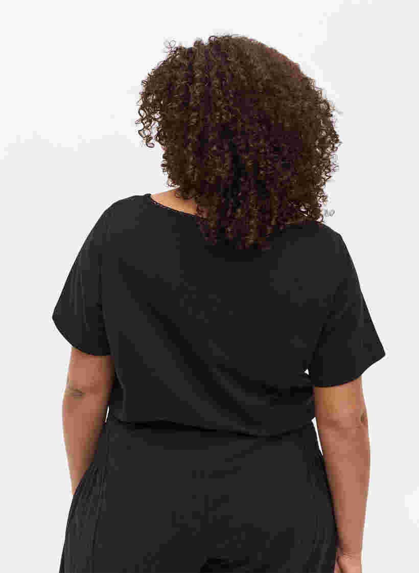 Katoenen t-shirt met korte mouwen, Black, Model image number 1