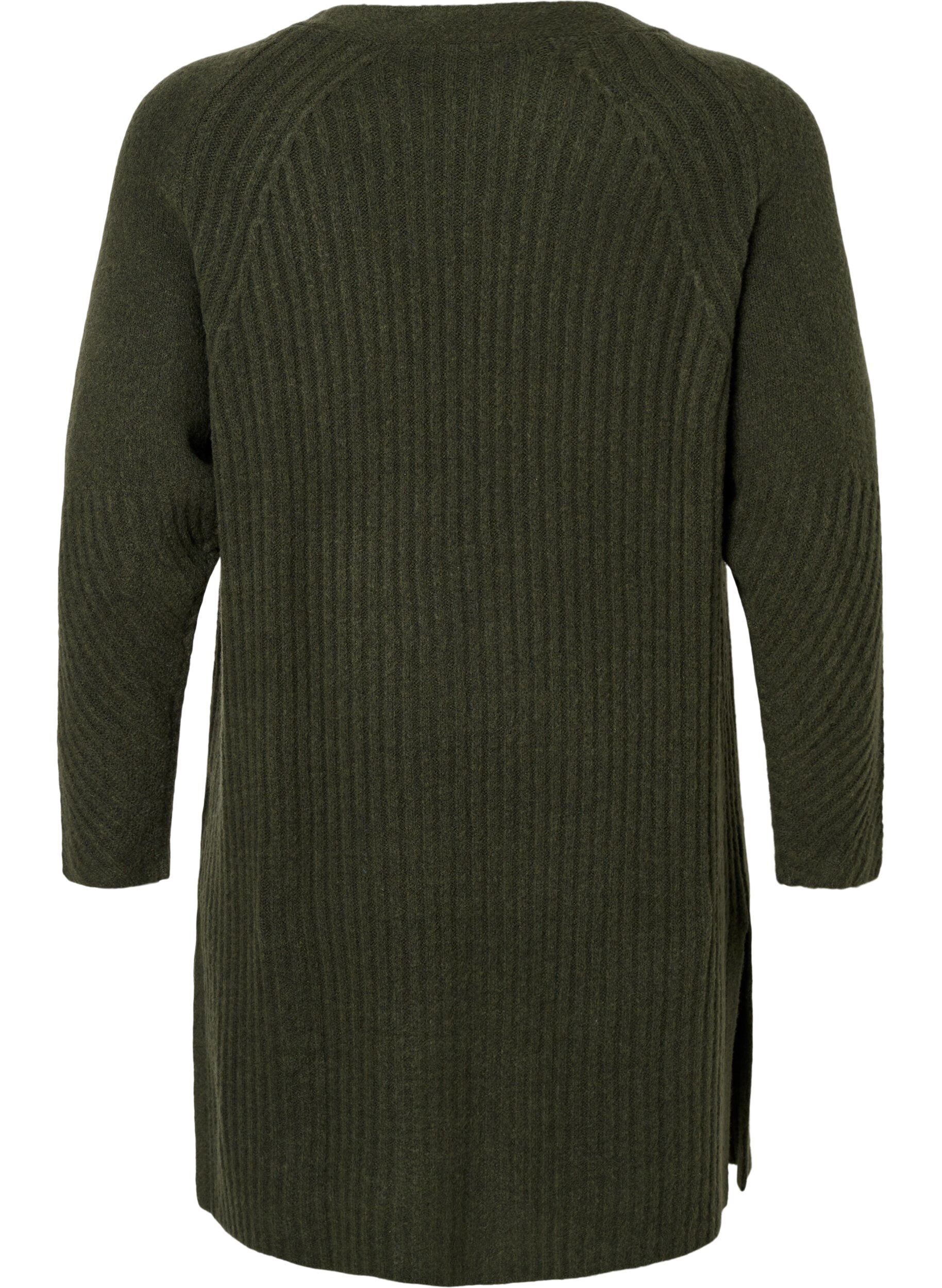 Zizzi Long cardigan en tricot c&ocirc;tel&eacute;, Forest Night Mel., Packshot image number 1