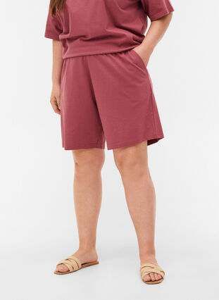 Short ample en coton avec poches, Deco Rose, Model image number 2