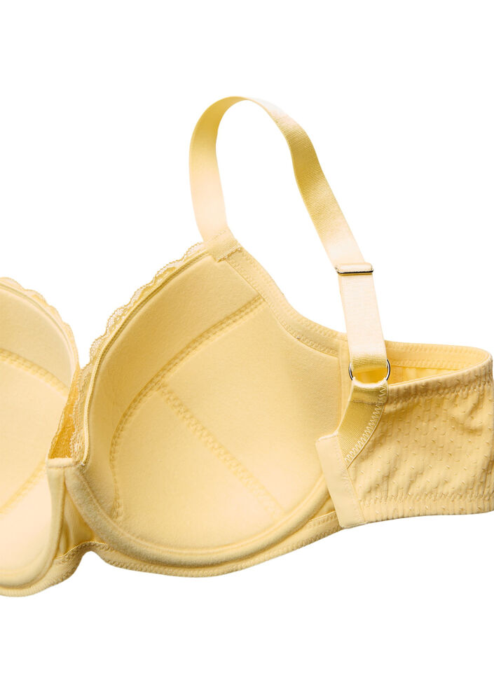 Soutien-gorge rembourr&eacute; avec dentelle et texture dobby, Jaune clair, Packshot image number 3