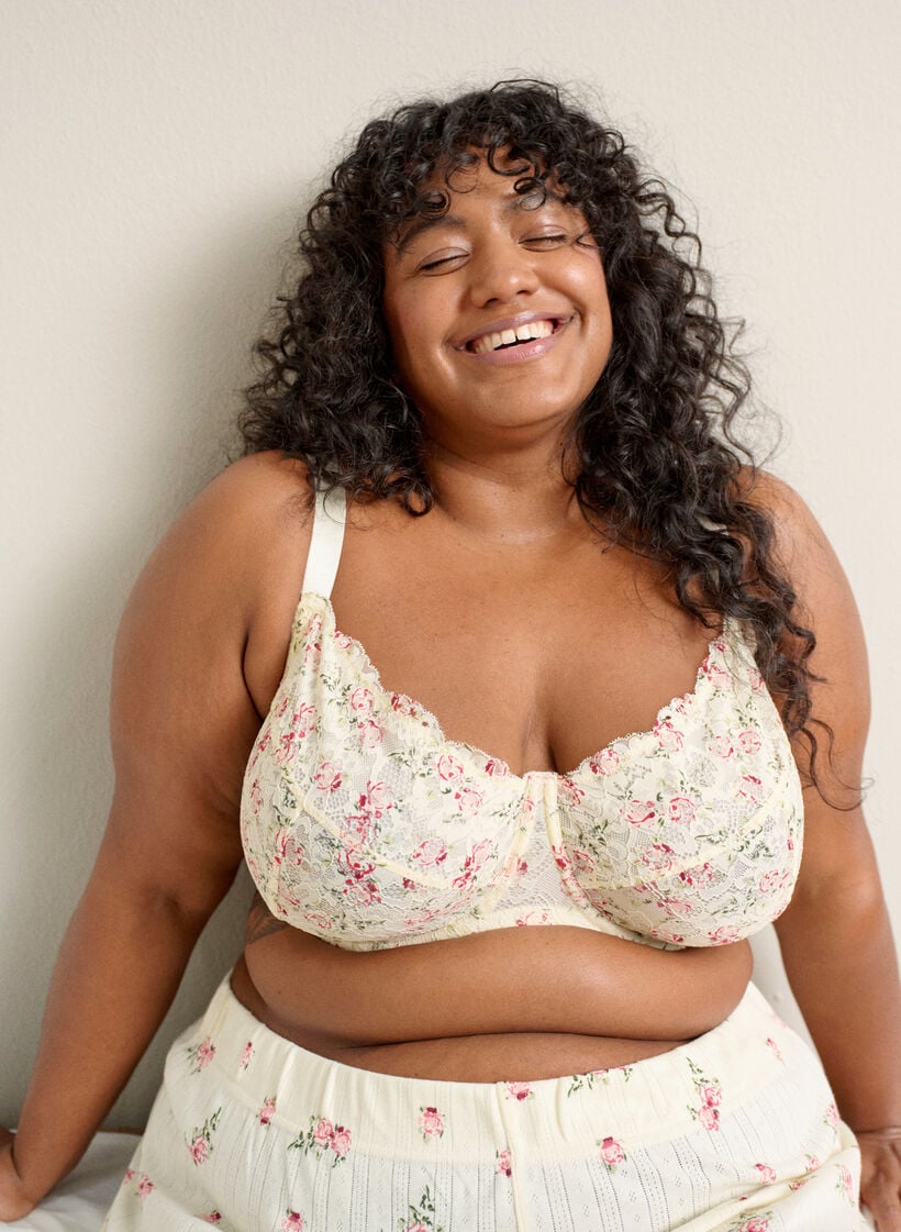 Soutien-gorge embo&icirc;tant en dentelle florale, Blanc, Image image number 0