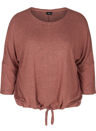 Gemêleerde blouse met verstelbare onderkant, Burlwood Melange , Packshot image number 0