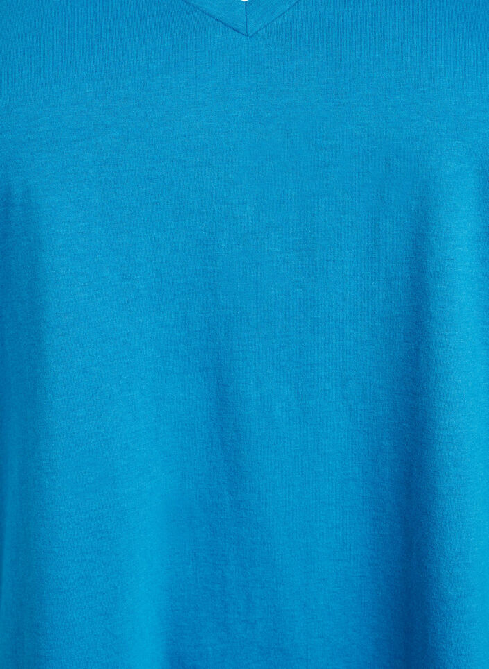 T-shirt col V, Bleu, Packshot image number 2