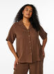 Shirt met korte mouwen van katoen mousseline, Bruin, Model image number 0