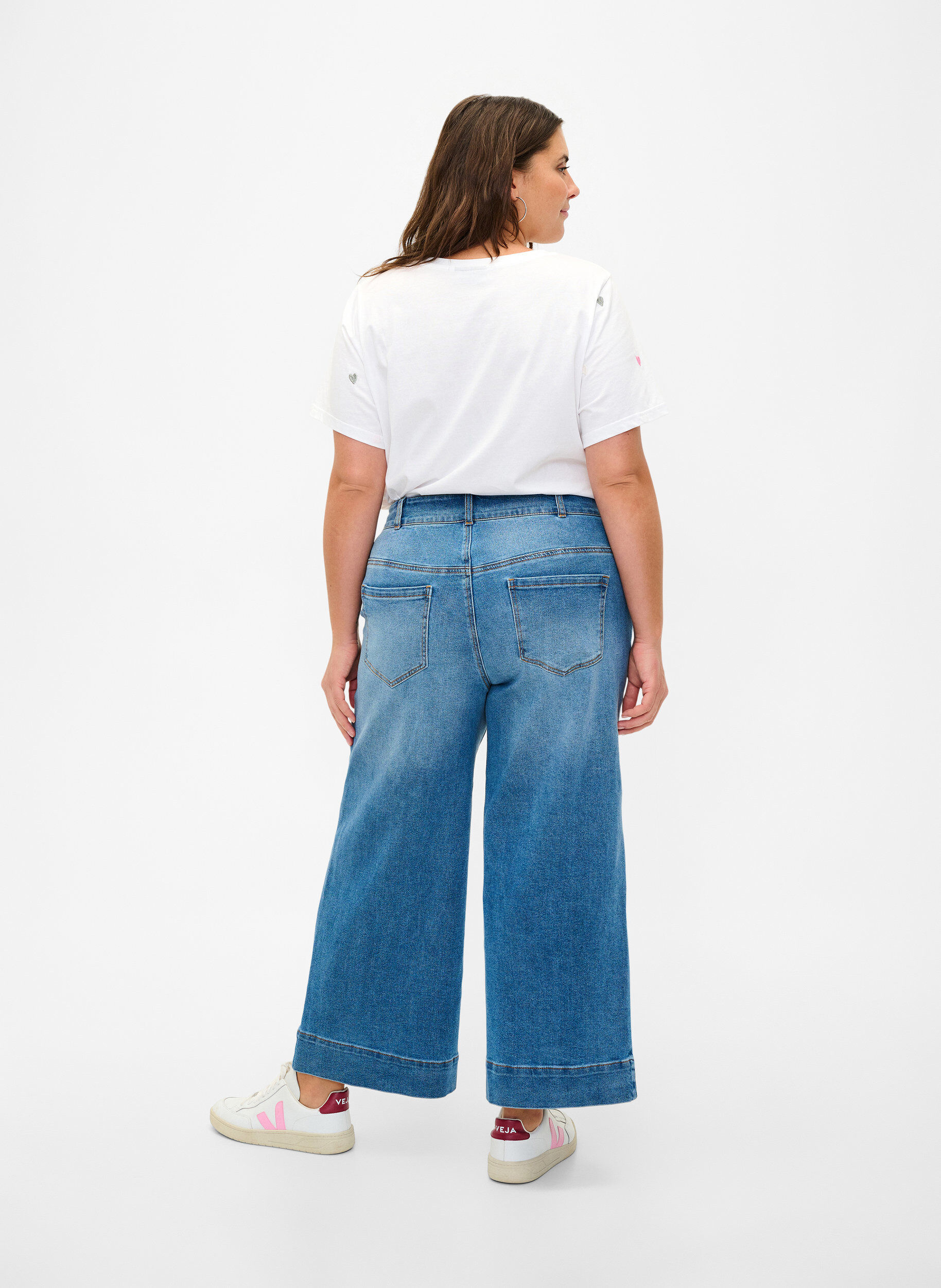 ZizziCropped jeans met flare, Blauw, Model image number 1