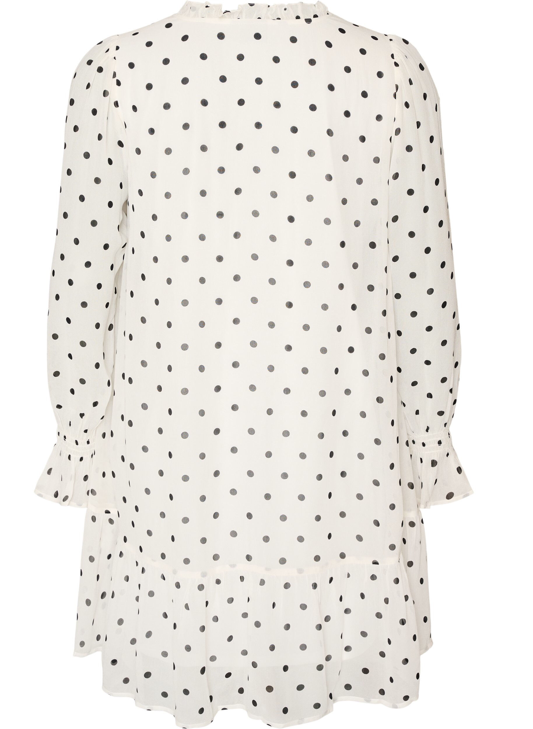 ZizziRobe en viscose avec volants et manches transparentes, Blanc, Packshot image number 1