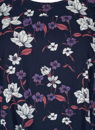 Robe en coton imprimé à manches courtes, Night Sky w Flower, Packshot image number 2