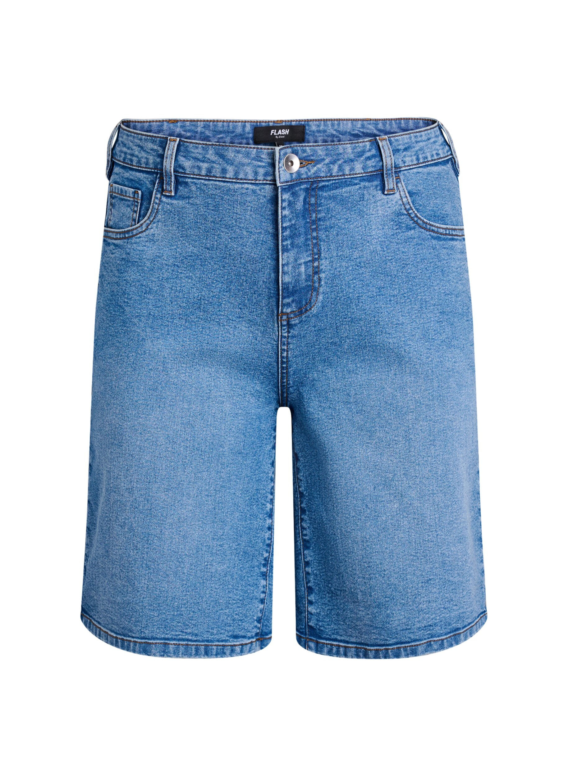 ZizziFLASH - Losse denim shorts met hoge taille, Blauw, Packshot image number 0
