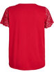 T-shirt en coton avec manches courtes en dentelle, Rouge, Packshot image number 1