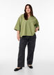 Blouse ample avec col et manches 1/2, Vert, Model image number 1