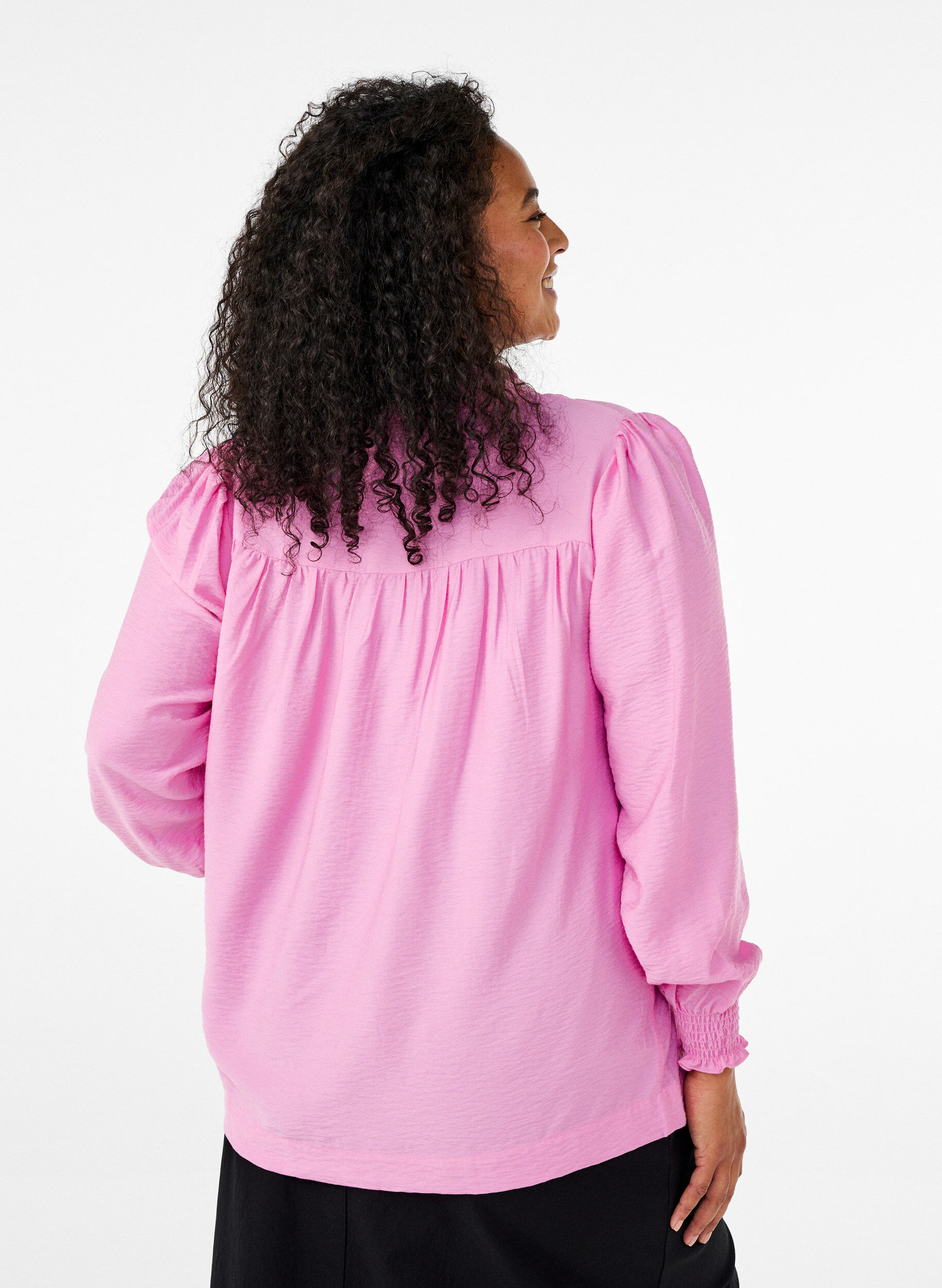ZizziBlouse met rucheskraag, Roze, Model image number 2