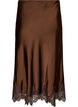Jupe midi en satin avec bordure en dentelle, Marron, Packshot image number 1