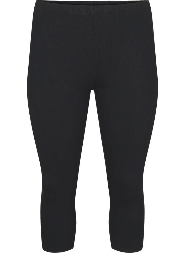 Basic 3/4 viscose leggings, Black, Packshot image number 0