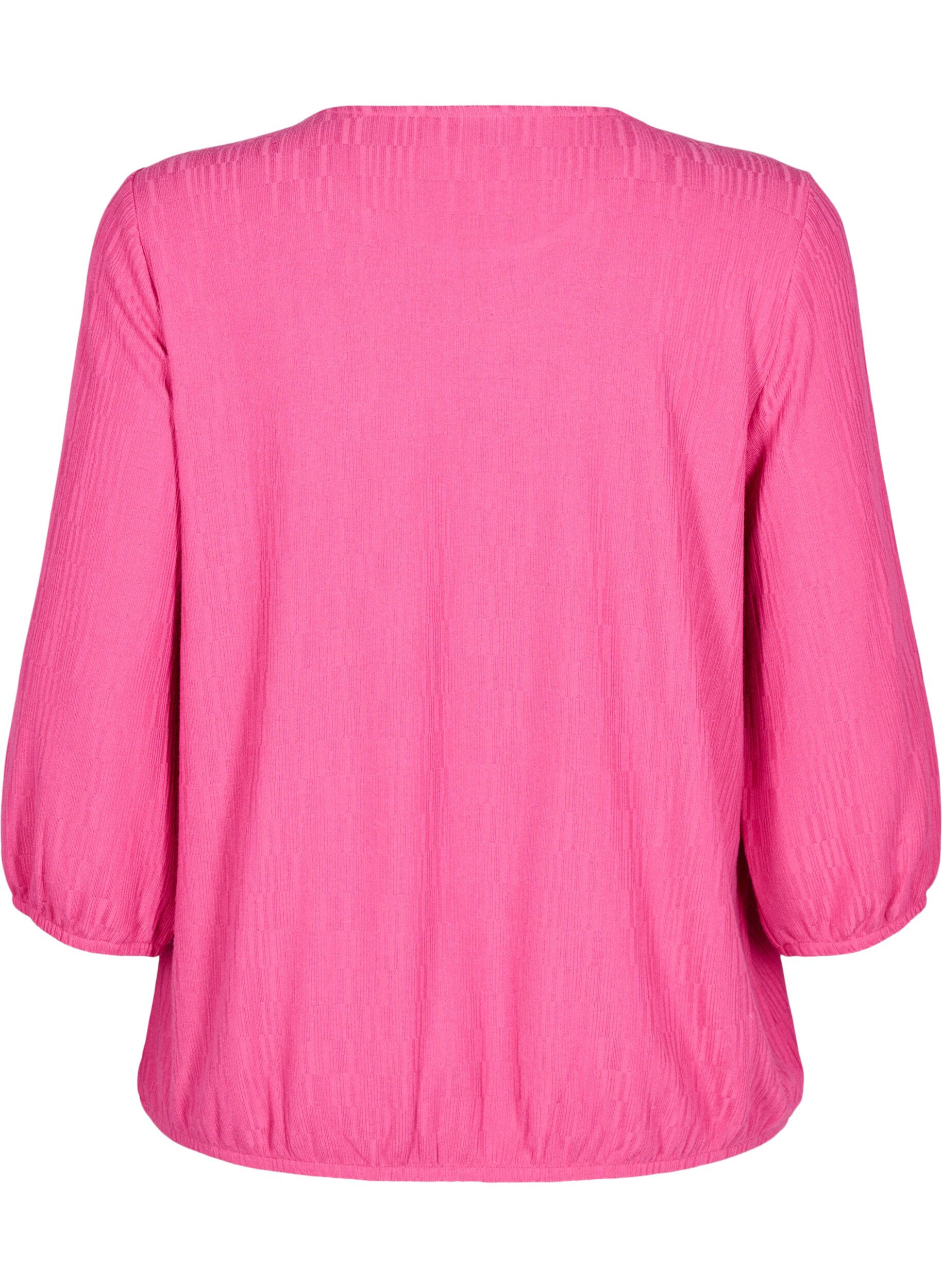 ZizziBlouse met textuur en 3/4 mouwen, Roze, Packshot image number 1