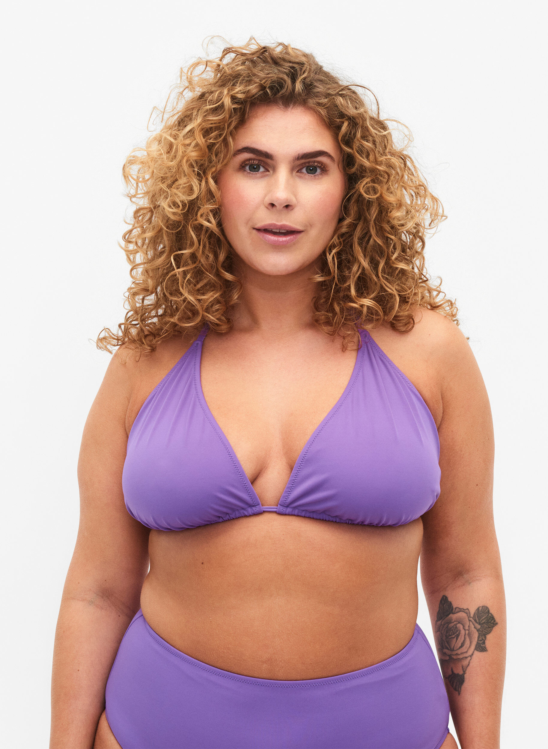 Zizzi Soutien-gorge de bikini triangle uni, Violet, Model image number 0