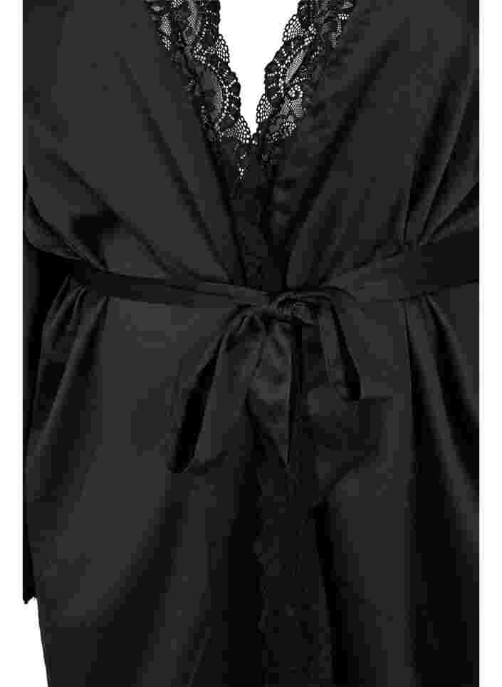 Robe de chambre en dentelle, Black, Packshot image number 2