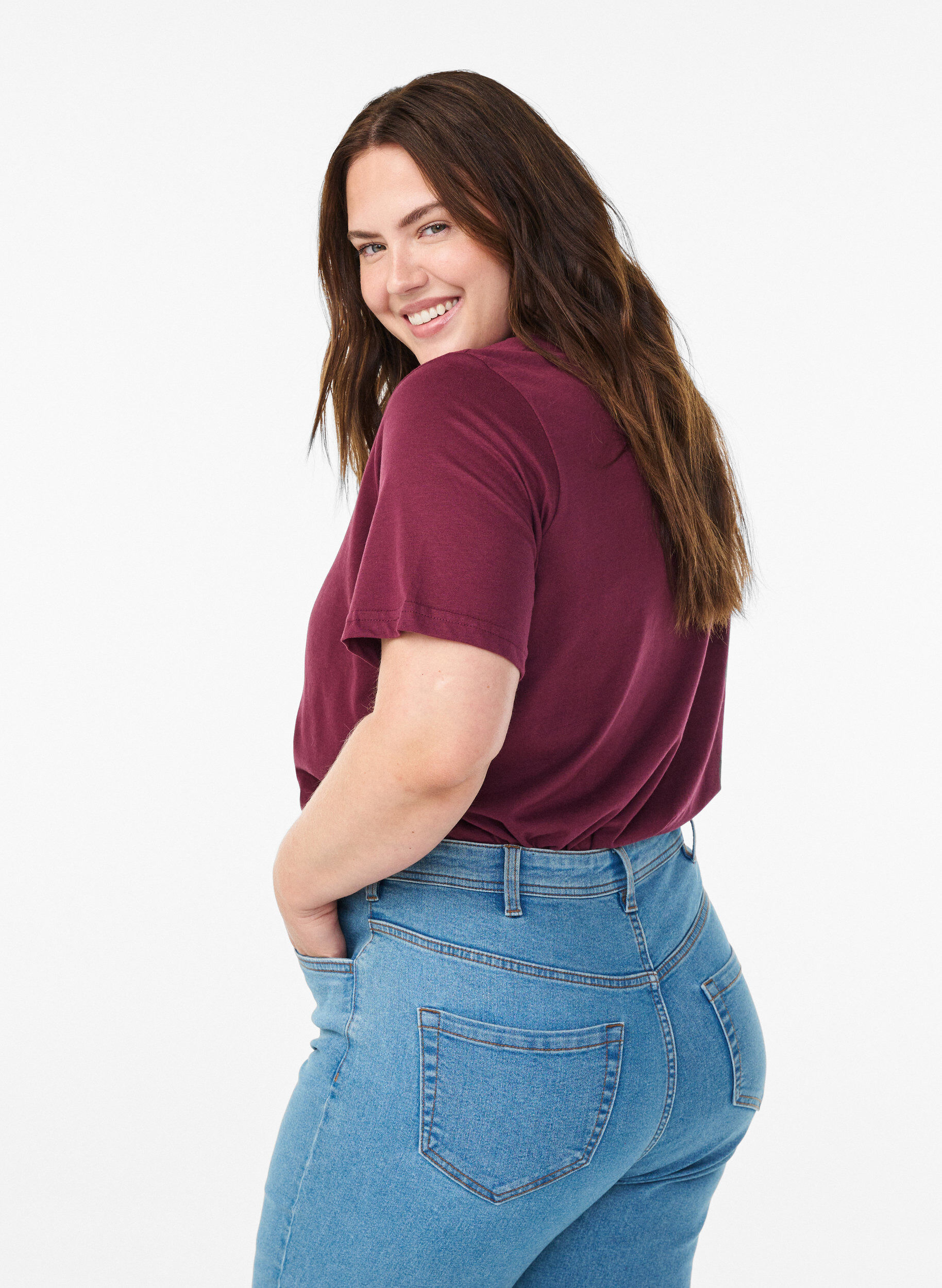 Zizzi T-shirt imprim&eacute;, Bordeaux, Model image number 2