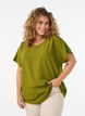 Blouse with short sleeves and a round neckline, Vert, Model image number 0