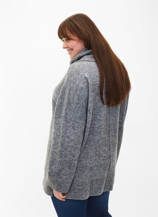 Pull en tricot mélangé avec col roulé, Medium Grey Melange, Model image number 1