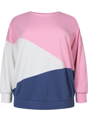 Sweatshirt avec couleurs vives, C. Pink C. Blocking, Packshot image number 0