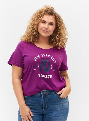 T-shirt en coton avec imprimé, Grape Juice, Model image number 0