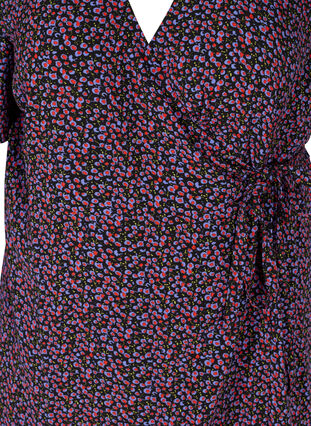 Robe portefeuille manches courtes, Cobolt Blue Flower, Packshot image number 2