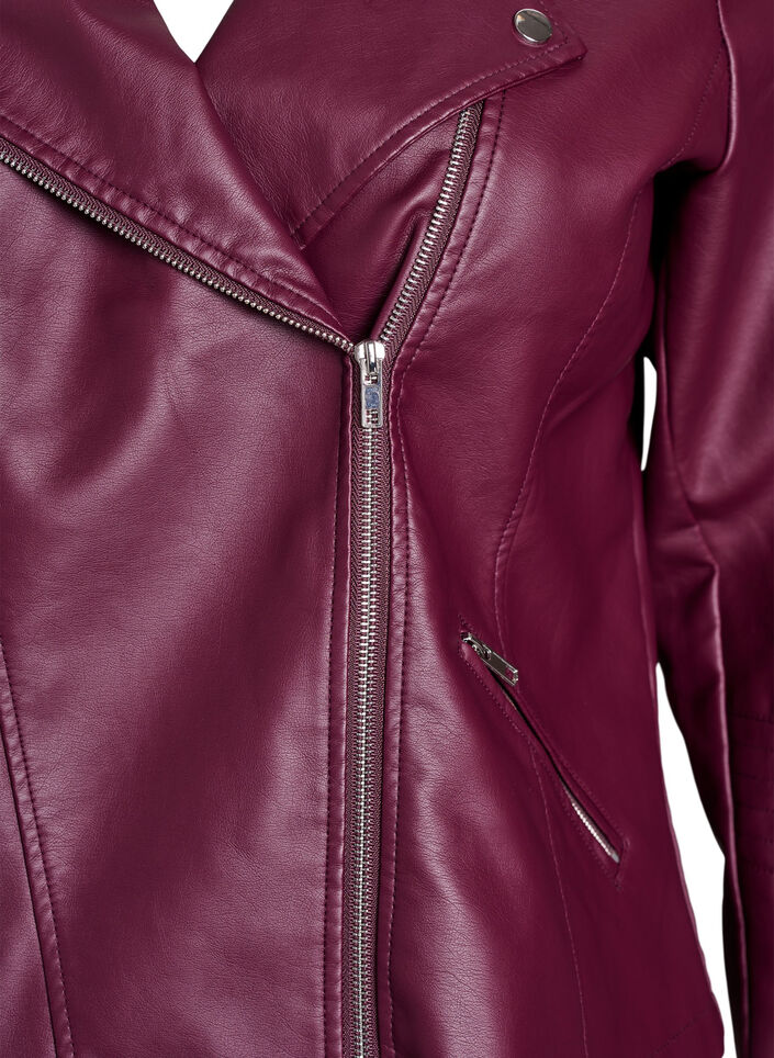 Imitatieleer bikerjack, Donker Bordeaux, Packshot image number 2