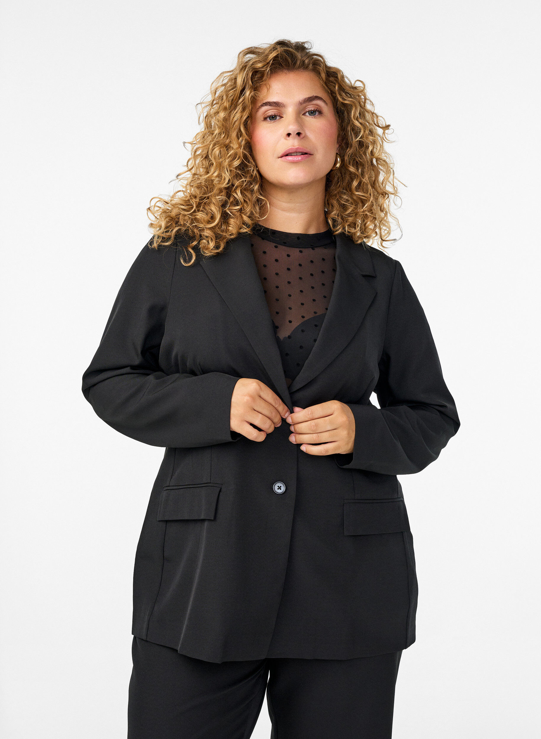 ZizziBlazer avec poches et fentes, Noir, Model image number 0