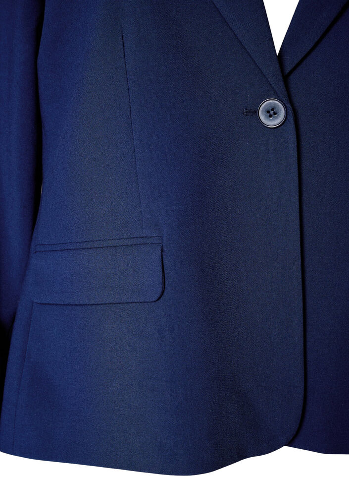Klassieke blazer met knoopsluiting en zakken, Blauw, Packshot image number 2