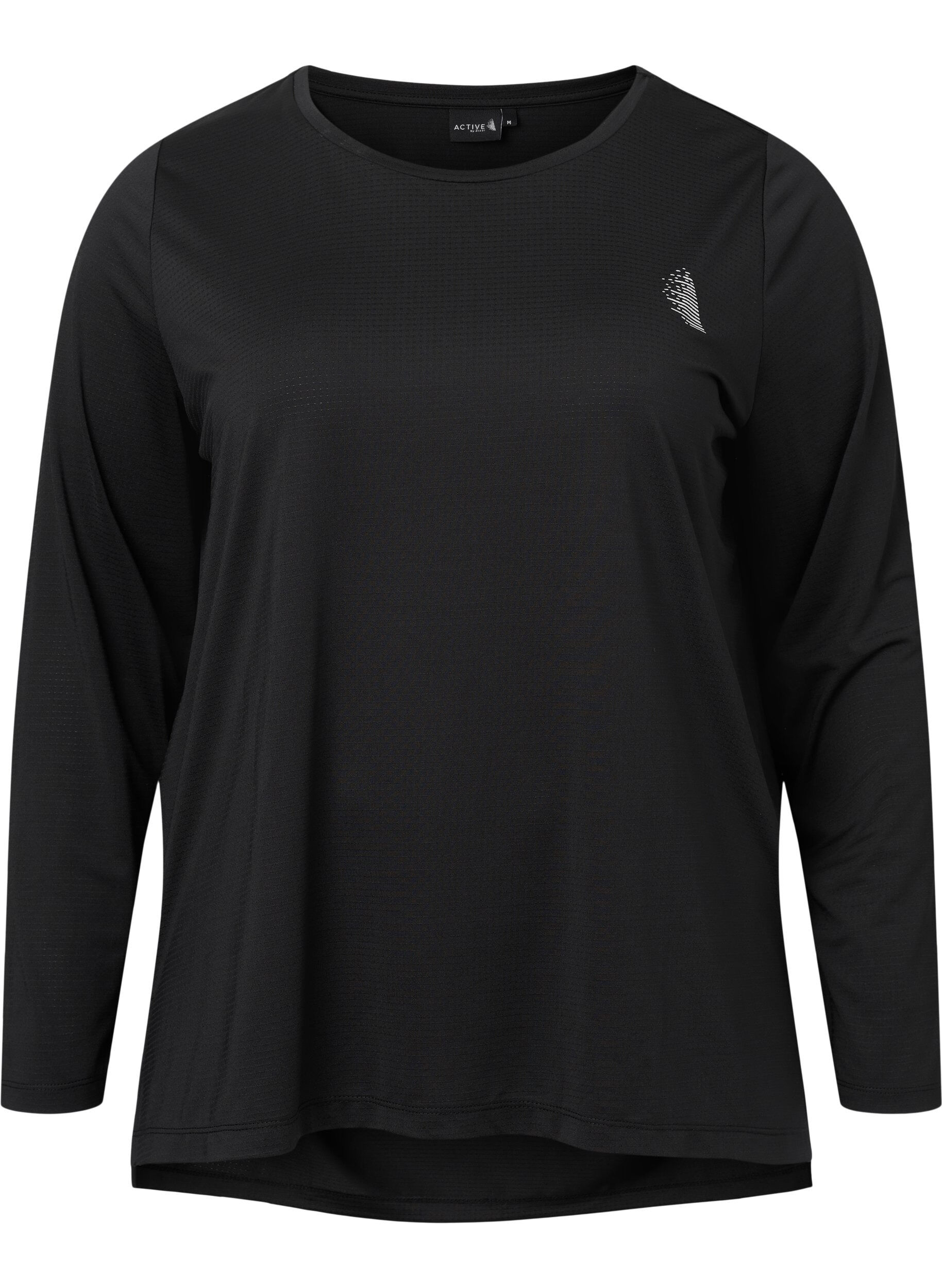 ZizziSportblouse met structuur en lange mouwen, Black, Packshot image number 0
