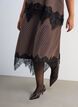 Jupe midi &agrave; carreaux avec bordure en dentelle, Marron, Model image number 2