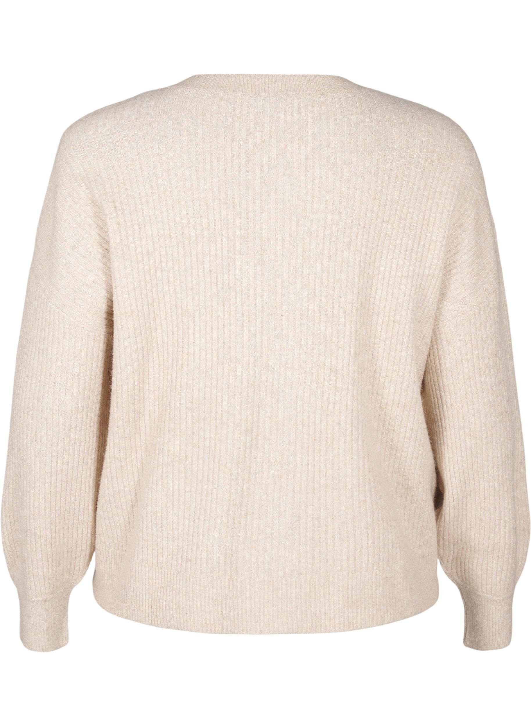 ZizziVest van ribtricot met knopen, Beige, Packshot image number 1