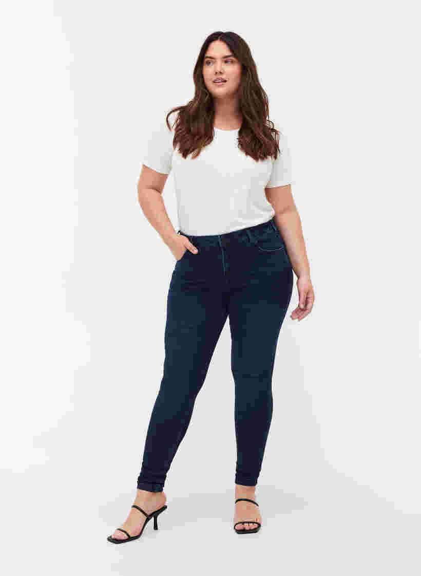 Super slim fit Amy jeans met hoge taille, Dark blue, Model image number 0