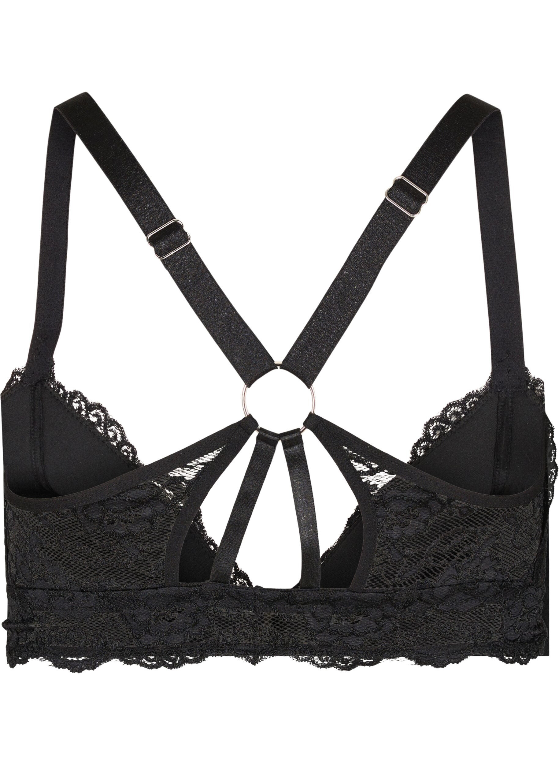 Zizzi Soutien-gorge en dentelle avec d&eacute;tail au dos, Black, Packshot image number 1