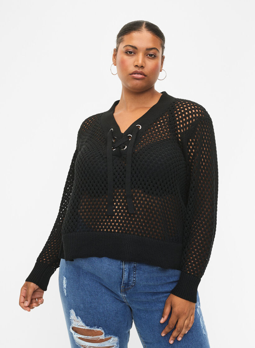 Pull avec motif, Black, Model image number 0